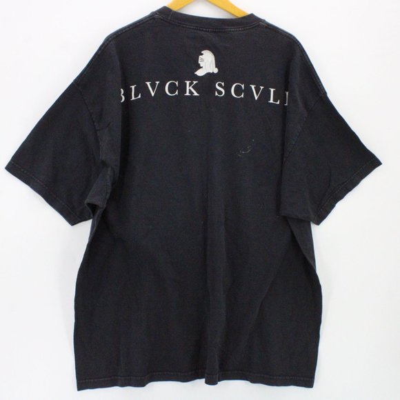 Vintage Black Scale Shirt Mens Black Faded Short Sleeve Big Logo Graphic Sz 2XL - Picture 5 of 7